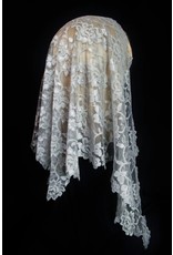 Veils by Lily Veil - Ivory Floral Lace Mantilla with Longer Sides