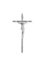 Hirten Crucifix - Metal, Thin Silver with Silver Corpus (10")