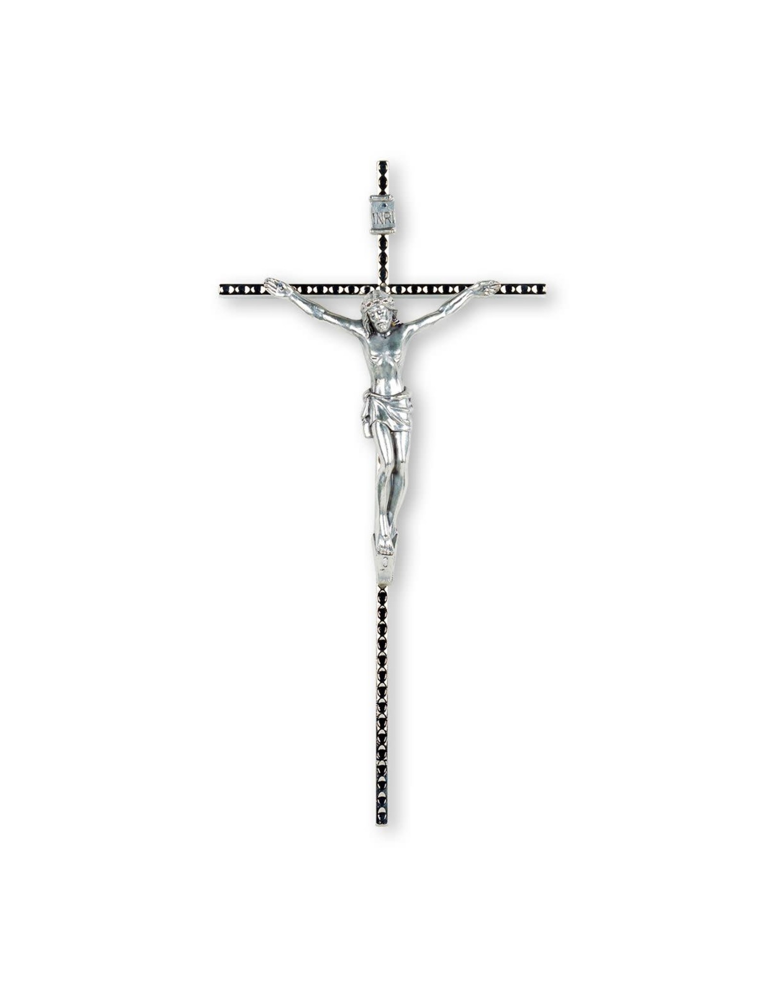 Hirten Crucifix - Metal, Thin Silver with Silver Corpus (10")