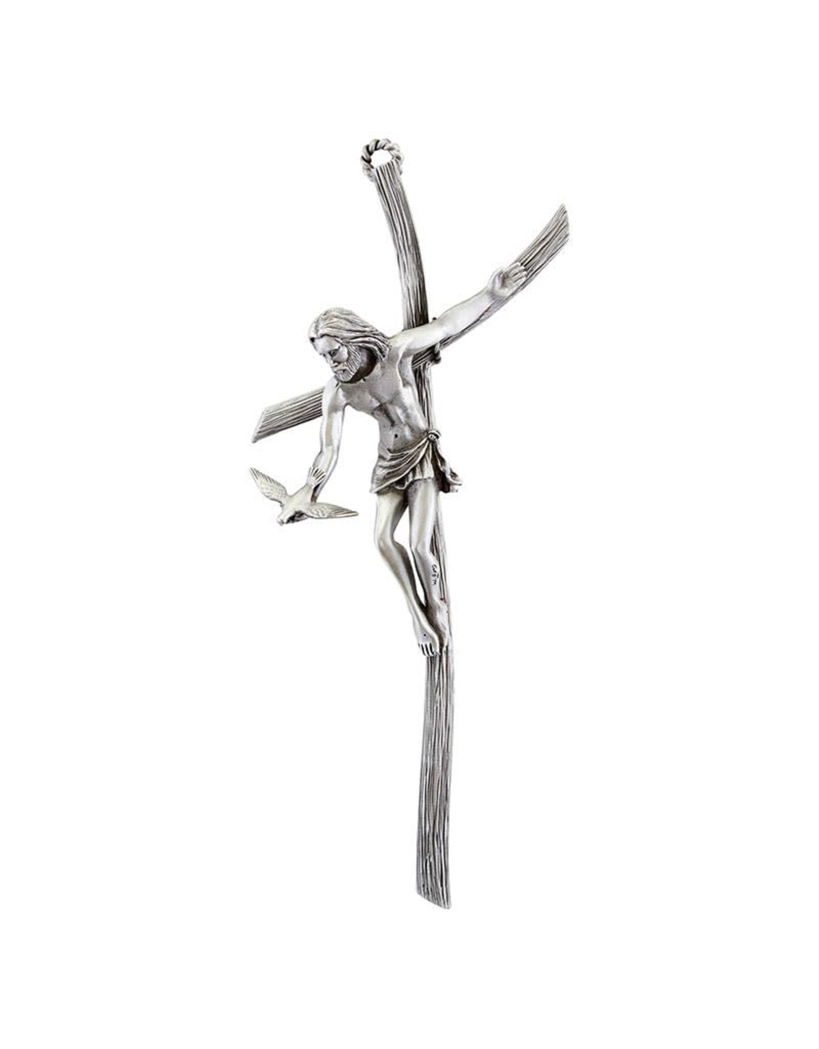 Jeweled Cross Wall Crucifix -  Gift of the Spirit, Silver 8"