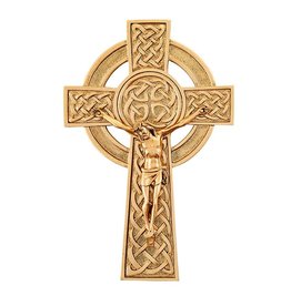 Wall Crucifix -  Knotted Celtic, Gold 8"