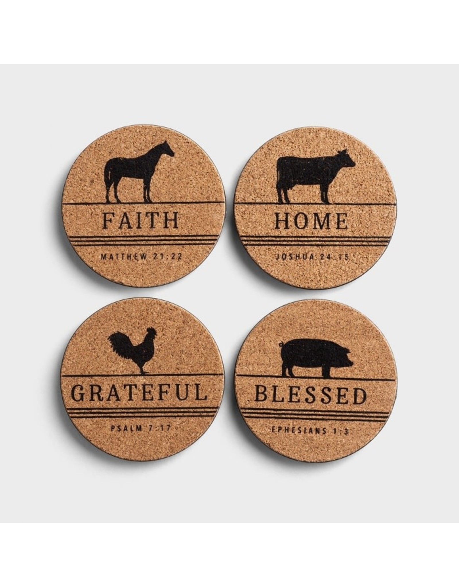 Farm Faith Farm Faith - Cork & Metal Coasters, Set of 4