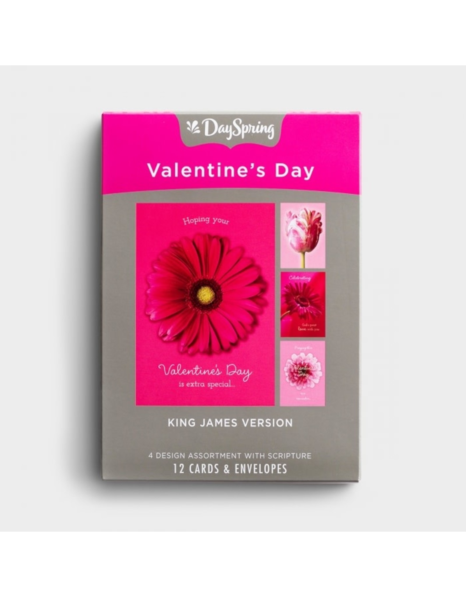 Boxed Cards (12) - Valentine's Day - Pink Flowers, Scripture KJV