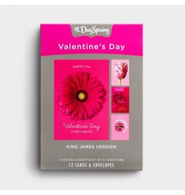 Boxed Cards (12) - Valentine's Day - Pink Flowers, Scripture KJV