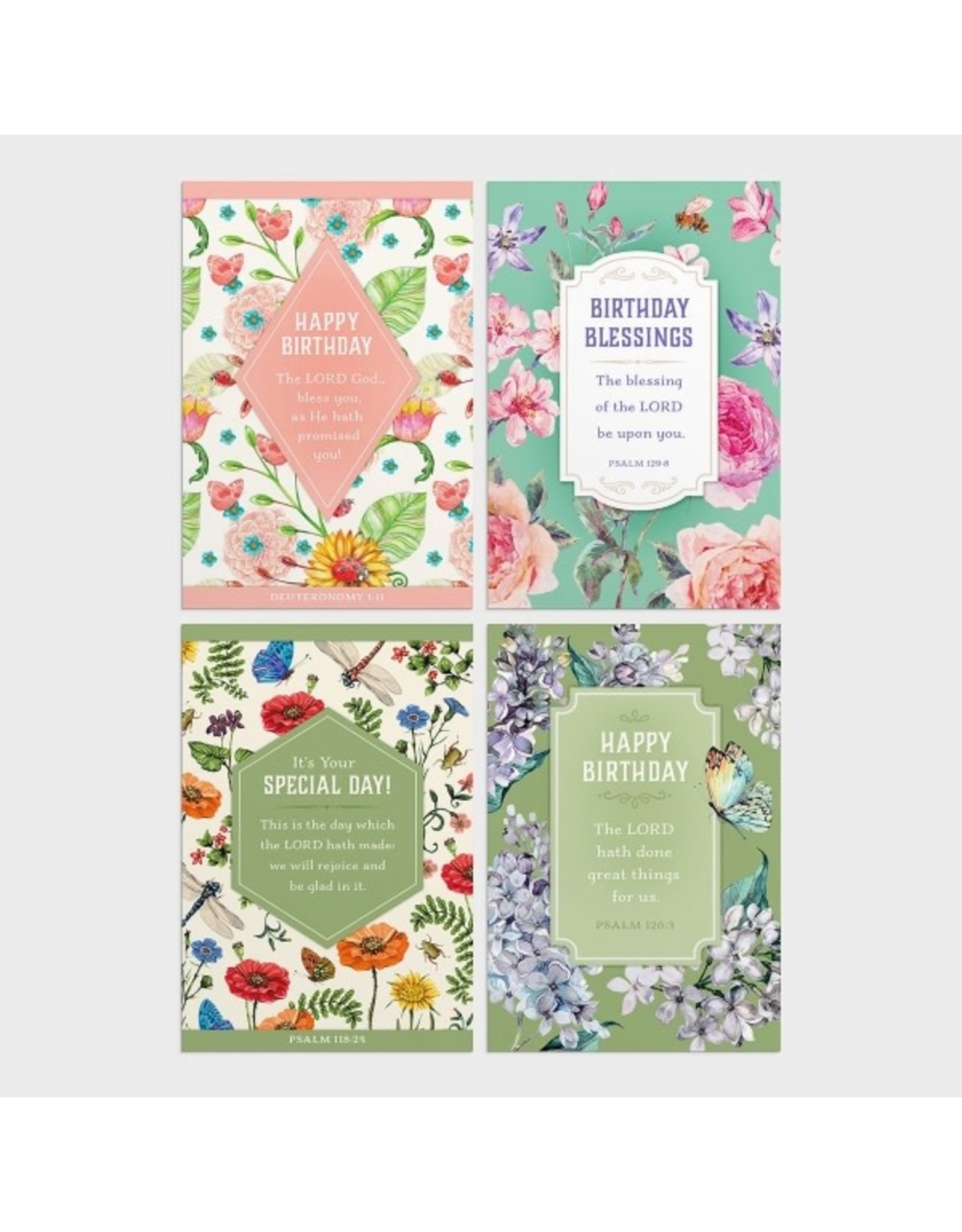 Boxed Cards (12) - Birthday - Floral, Scripture KJV