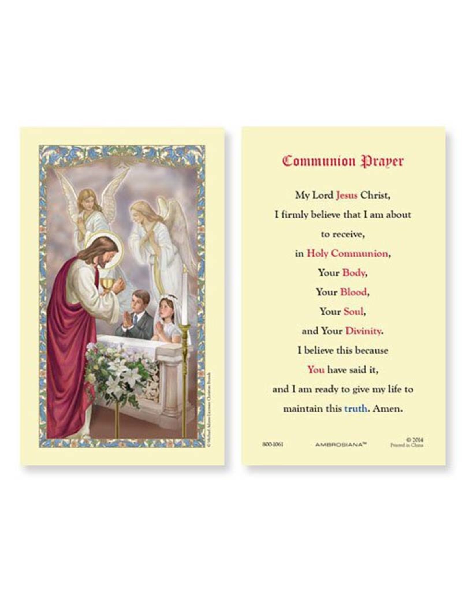 Christian Brands Church Supply First Communion Laminated Holy Card