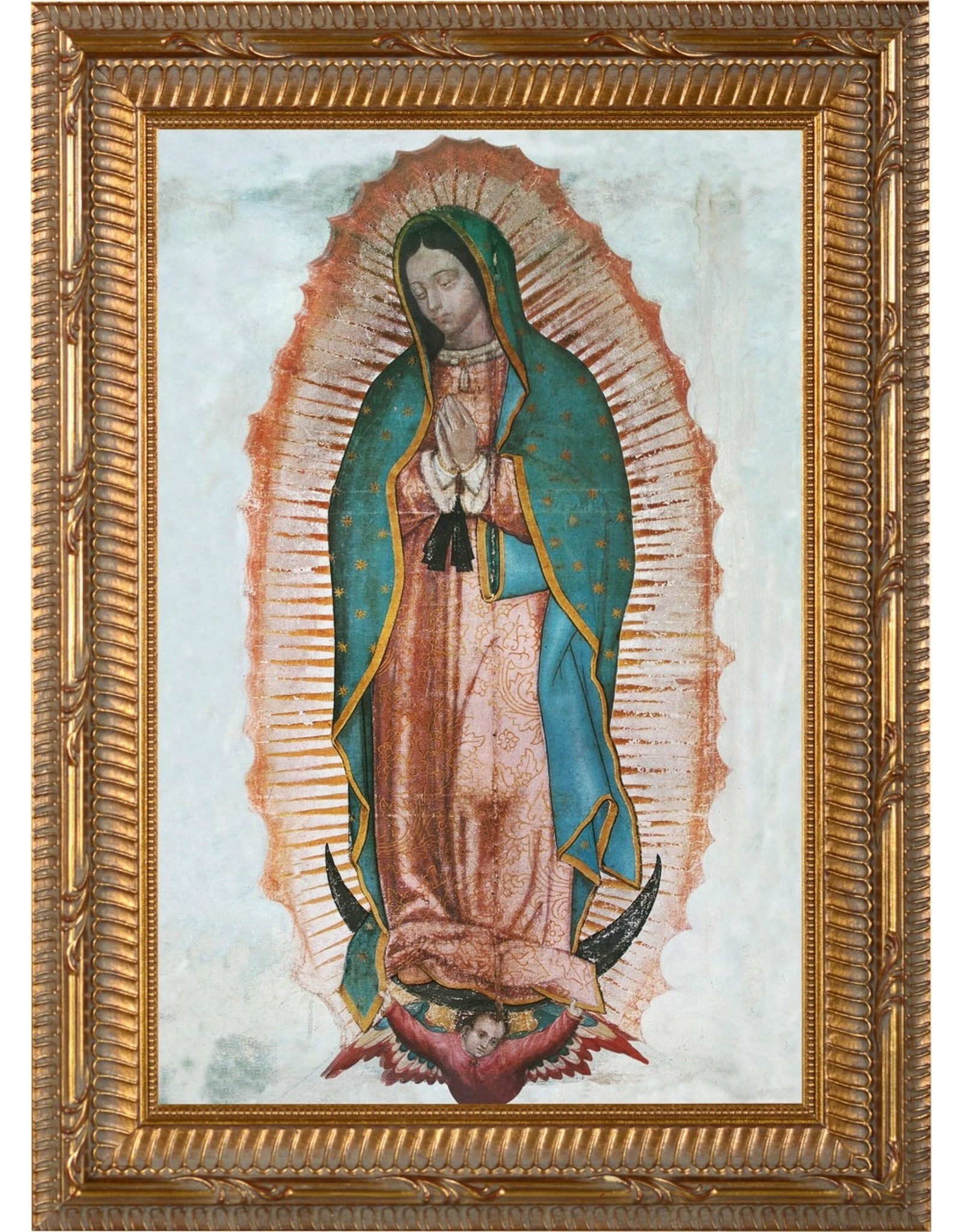 Nelson Art Our Lady of Guadalupe Ornate Gold Framed Canvas Picture