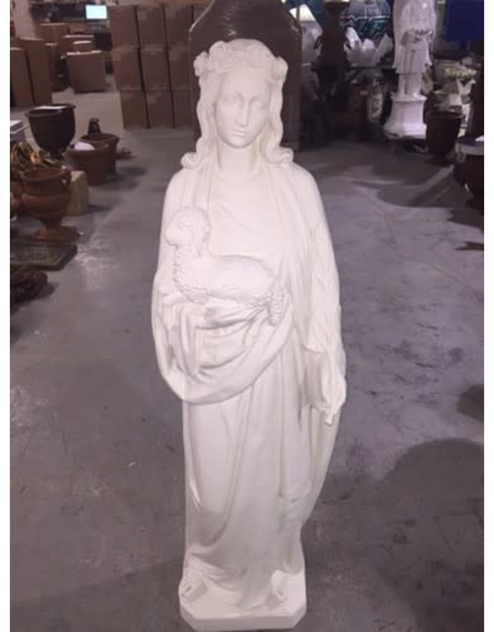 Orlandi St. Agnes Outdoor Statue - Fiberglass, Antique White Finish (60")