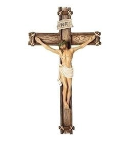 Roman Wood Wall Crucifix (10")