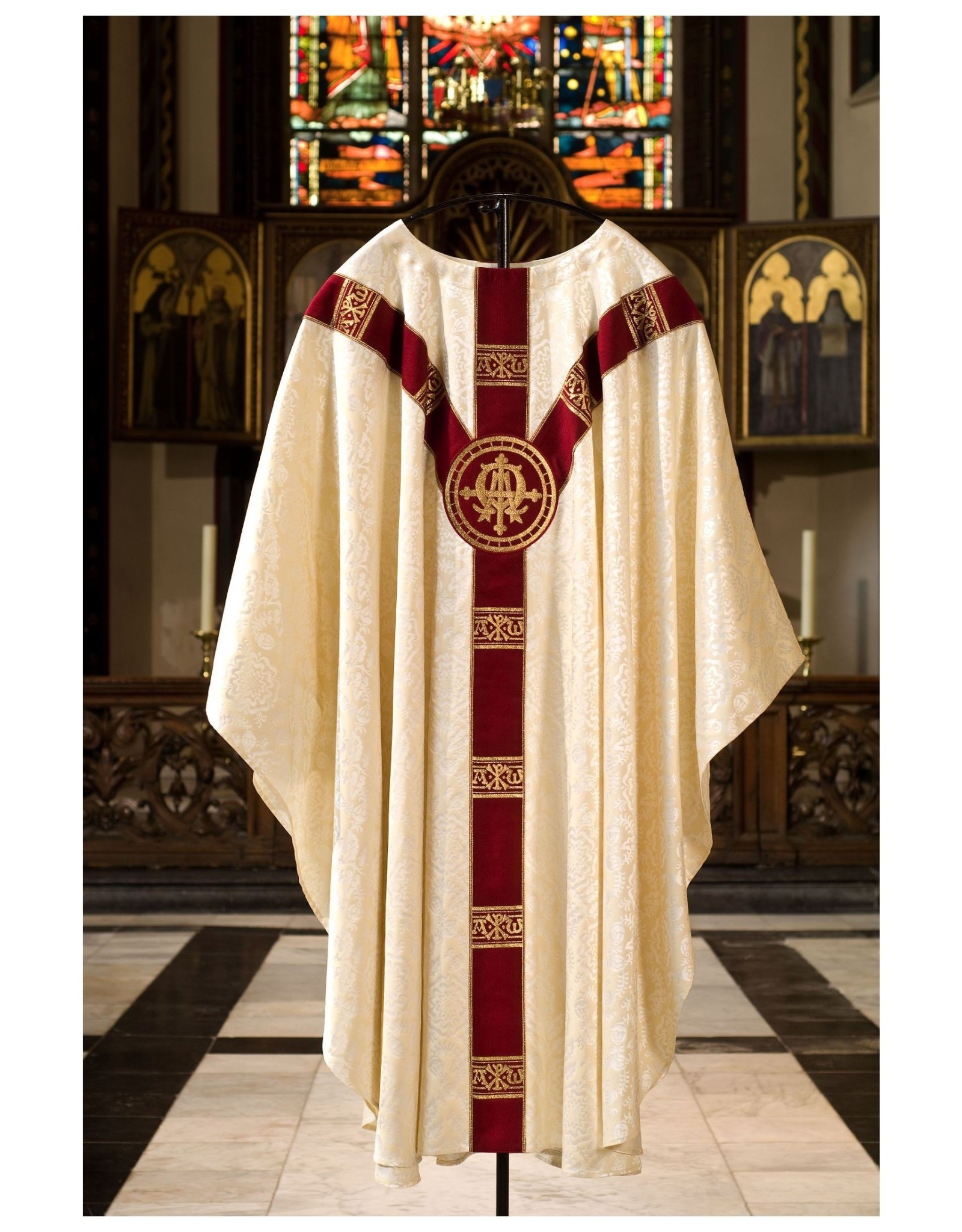 Arte Grosse Chasuble "Alpha Omega" Tudor Rose Damask