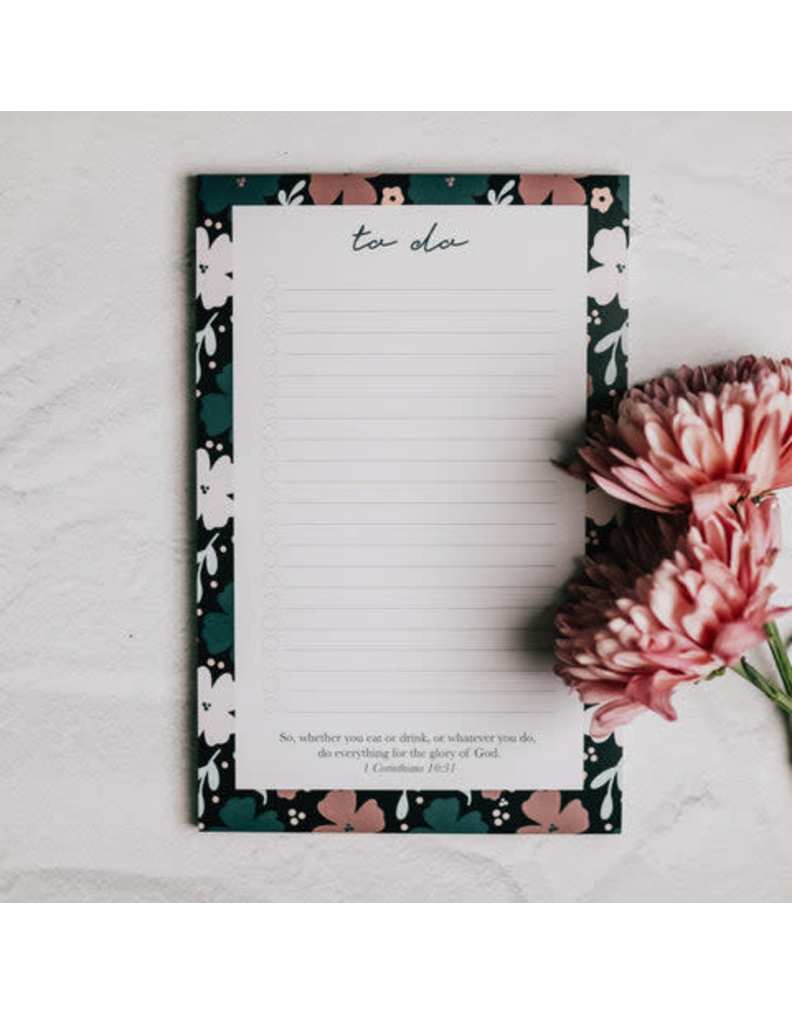 To Do Notepad - Teal Floral