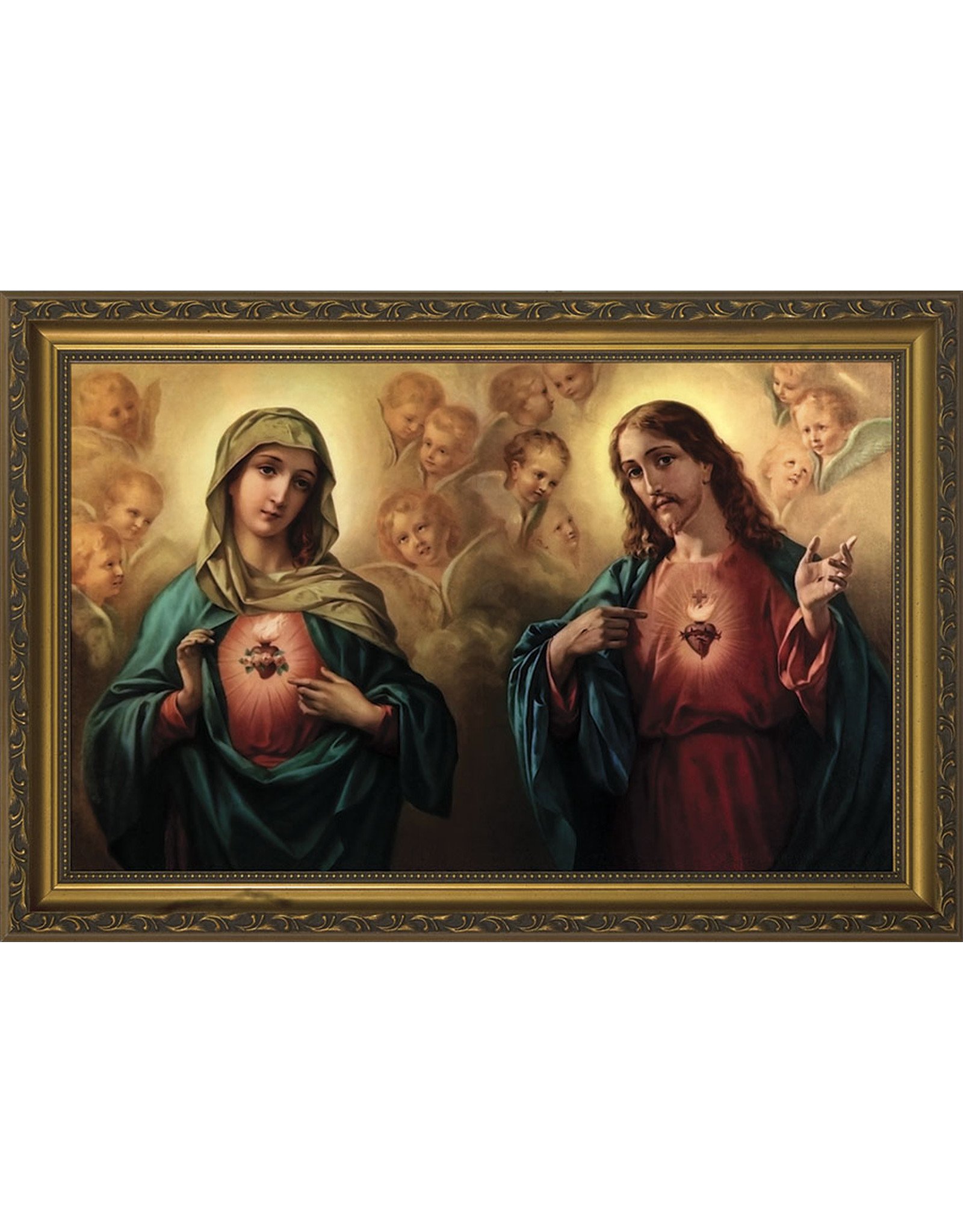 Nelson Art Sacred & Immaculate Hearts (Surrounded by Angels) Framed Art