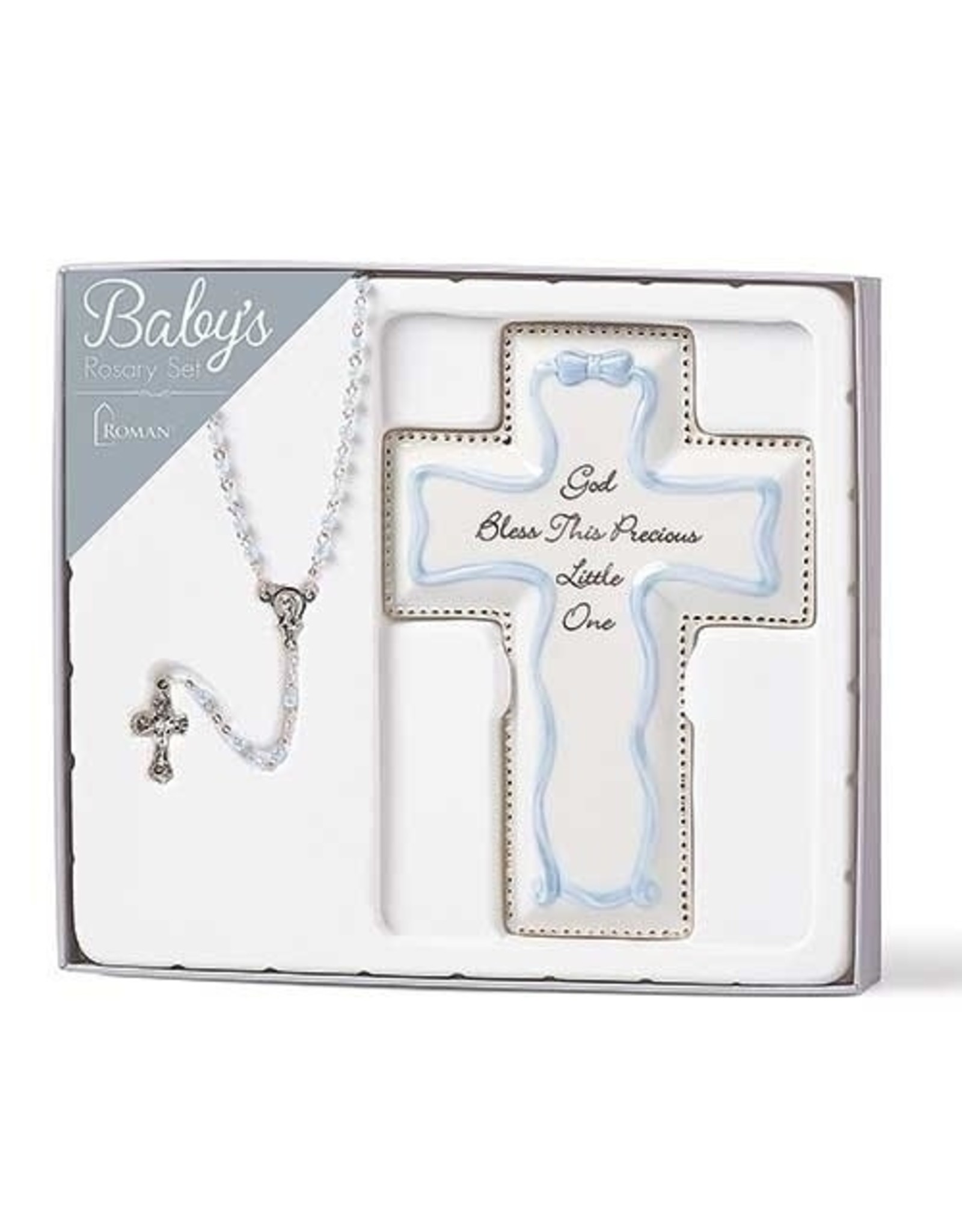 Roman Baby's Rosary & Cross Set, Blue