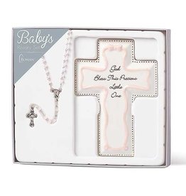 Roman Baby's Rosary & Cross Set, Pink