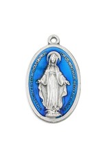 Hirten Miraculous Medal, Blue Enamel/Silver 1-1/4" (Economical)
