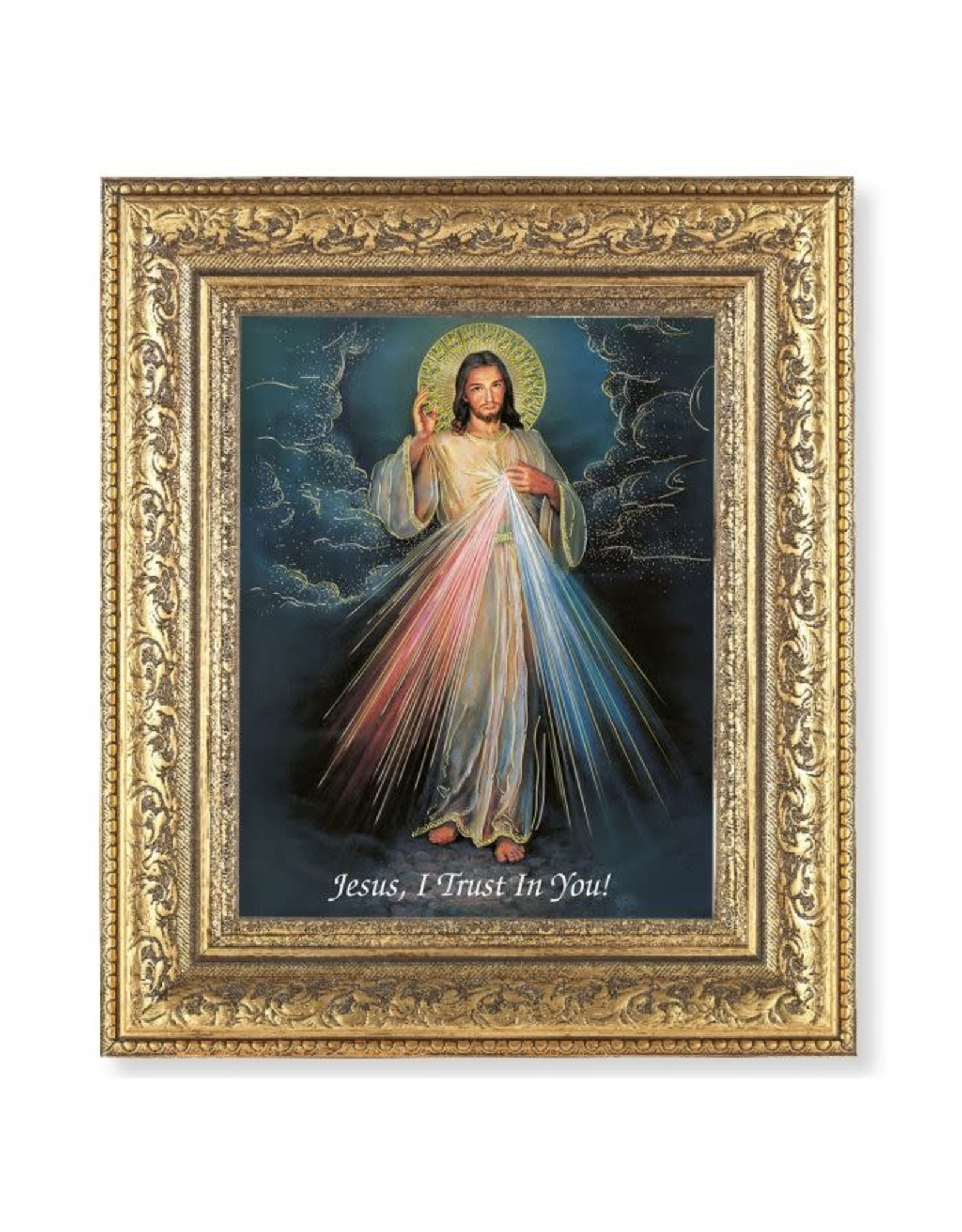 Hirten Picture - Divine Mercy, Ornate Gold Frame (12 1/2" x 14 1/2" )