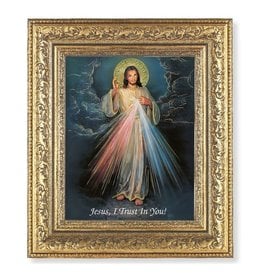Hirten Picture - Divine Mercy, Ornate Gold Frame (12 1/2" x 14 1/2" )