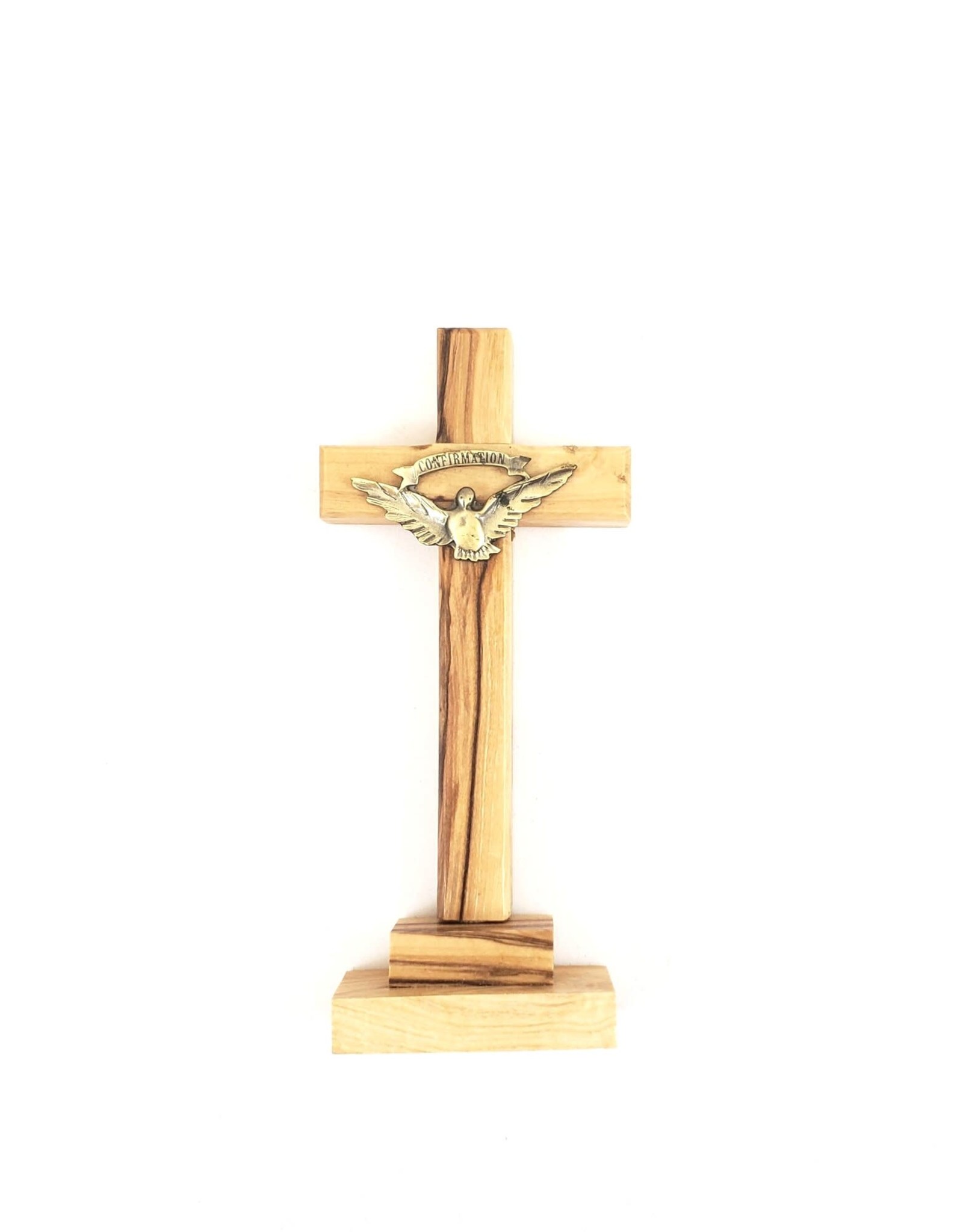 Shomali Confirmation Cross - Standing, made with Olive Wood from the Holy Land (5")