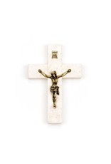 Shomali Crucifix - Stone Cross with Pewter Plated Bronze Corpus (4.5")