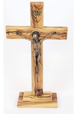 Crucifix - Standing, made with Olive Wood from the Holy Land (10")