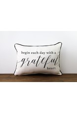 Little Birdie Pillow - Begin Every Day with a Grateful Heart (with Black Piping)