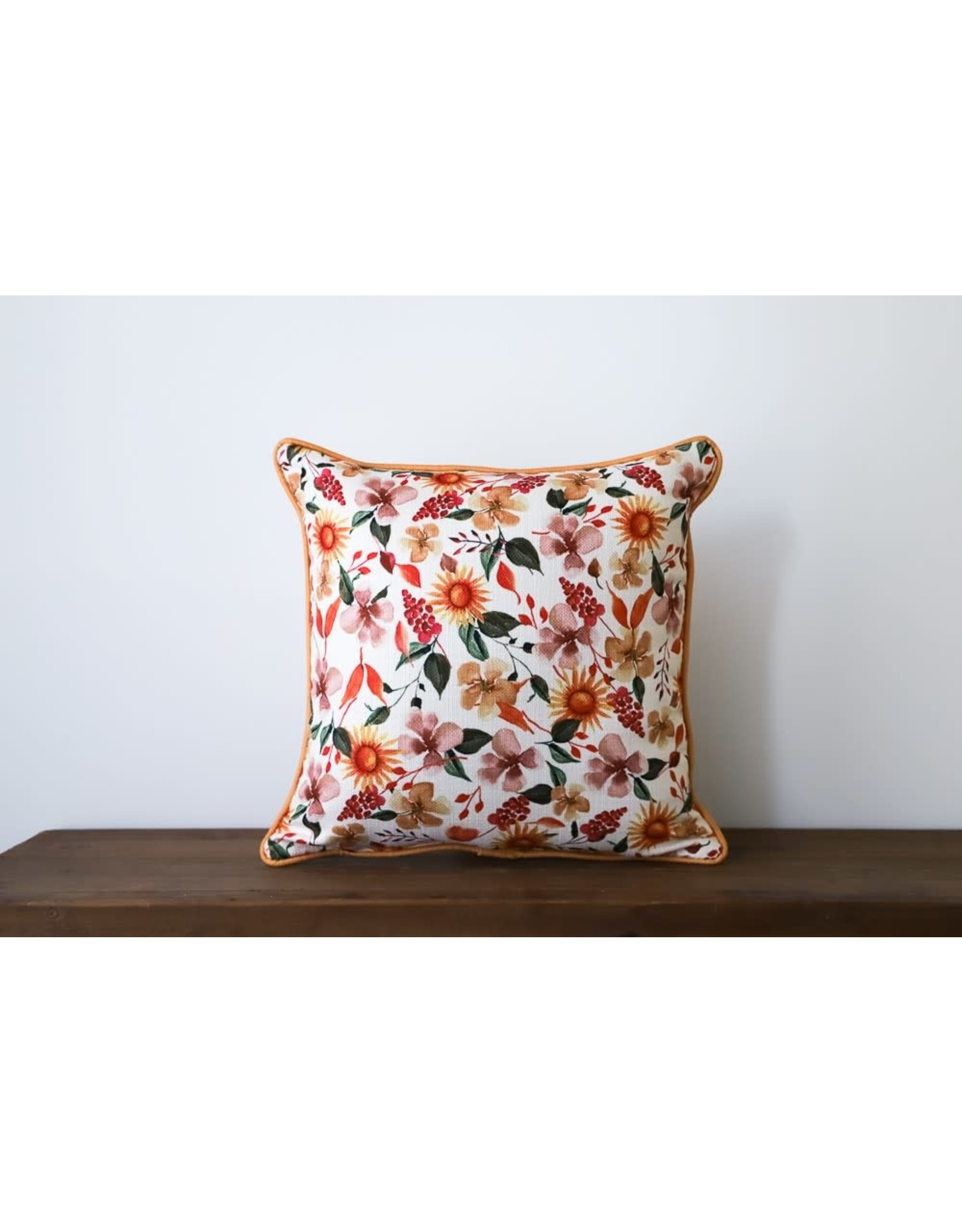 Little Birdie Pillow - Every Morning New Mercies (with Rust Color Piping & Floral Patterned Back)