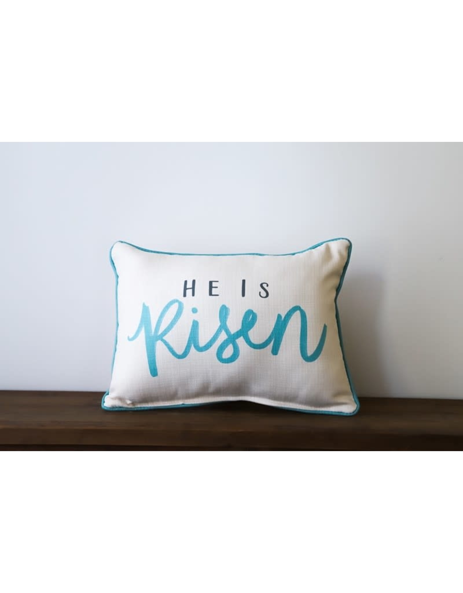 Little Birdie Pillow - He is Risen (with Light Blue Piping)