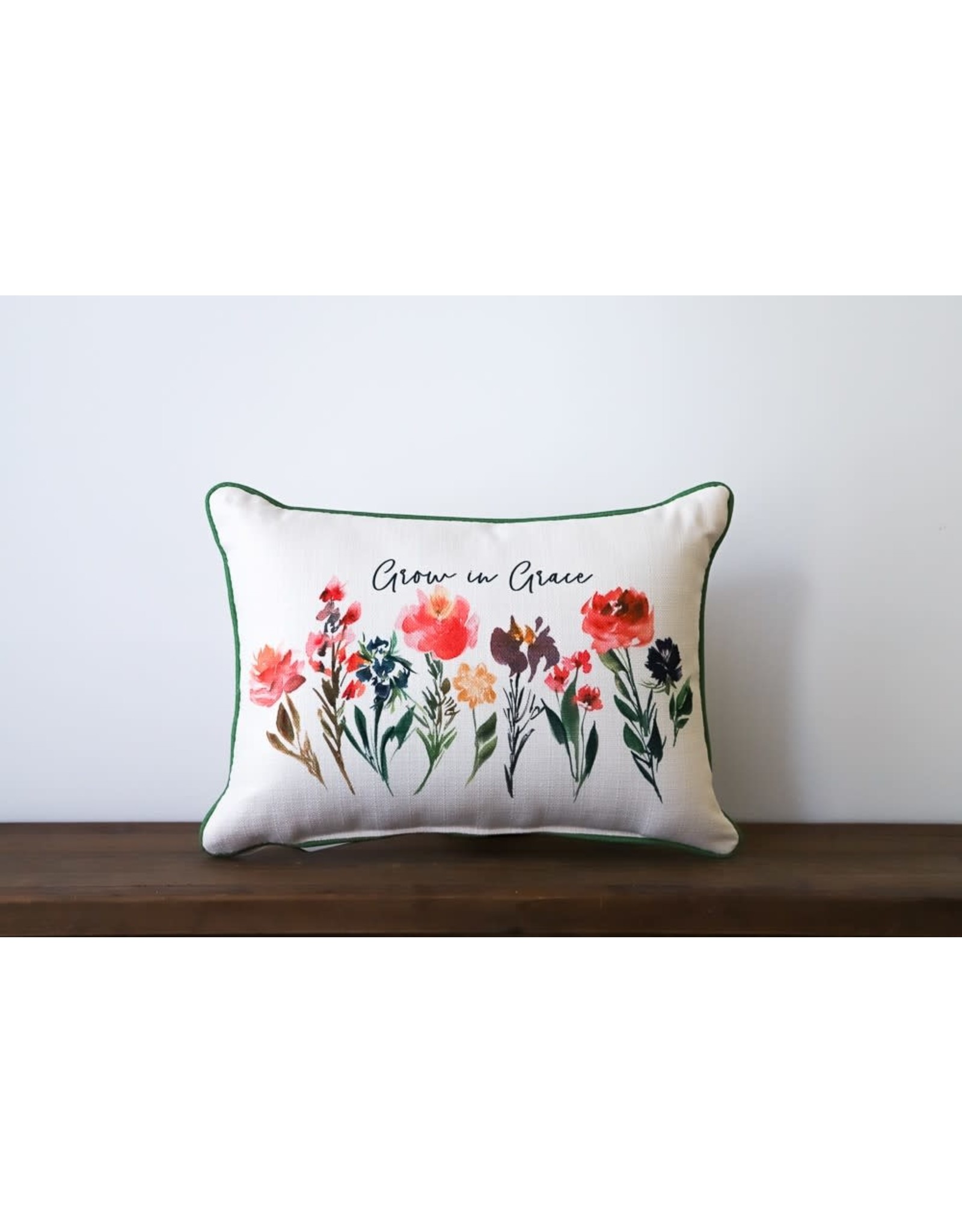 Pillow - Grow in Grace (with Green Piping)