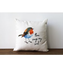 Little Birdie Pillow - Bird, Then Sings my Soul (with Natural Color Piping)