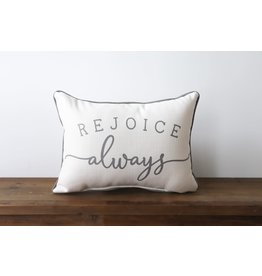 Little Birdie Pillow - Rejoice Always (with Grey Piping)