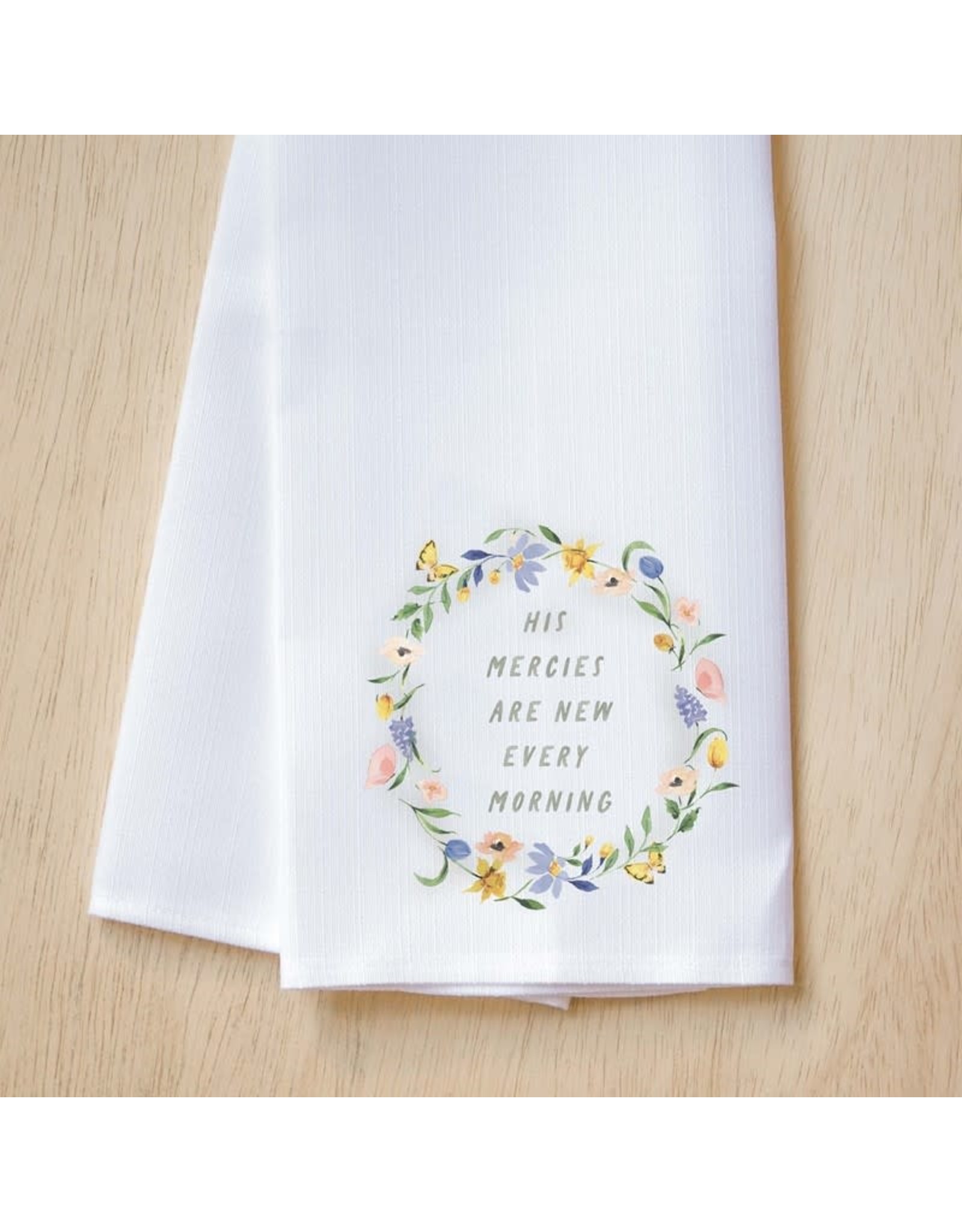 Little Birdie Dish Towel - New Mercies, Spring Wreath