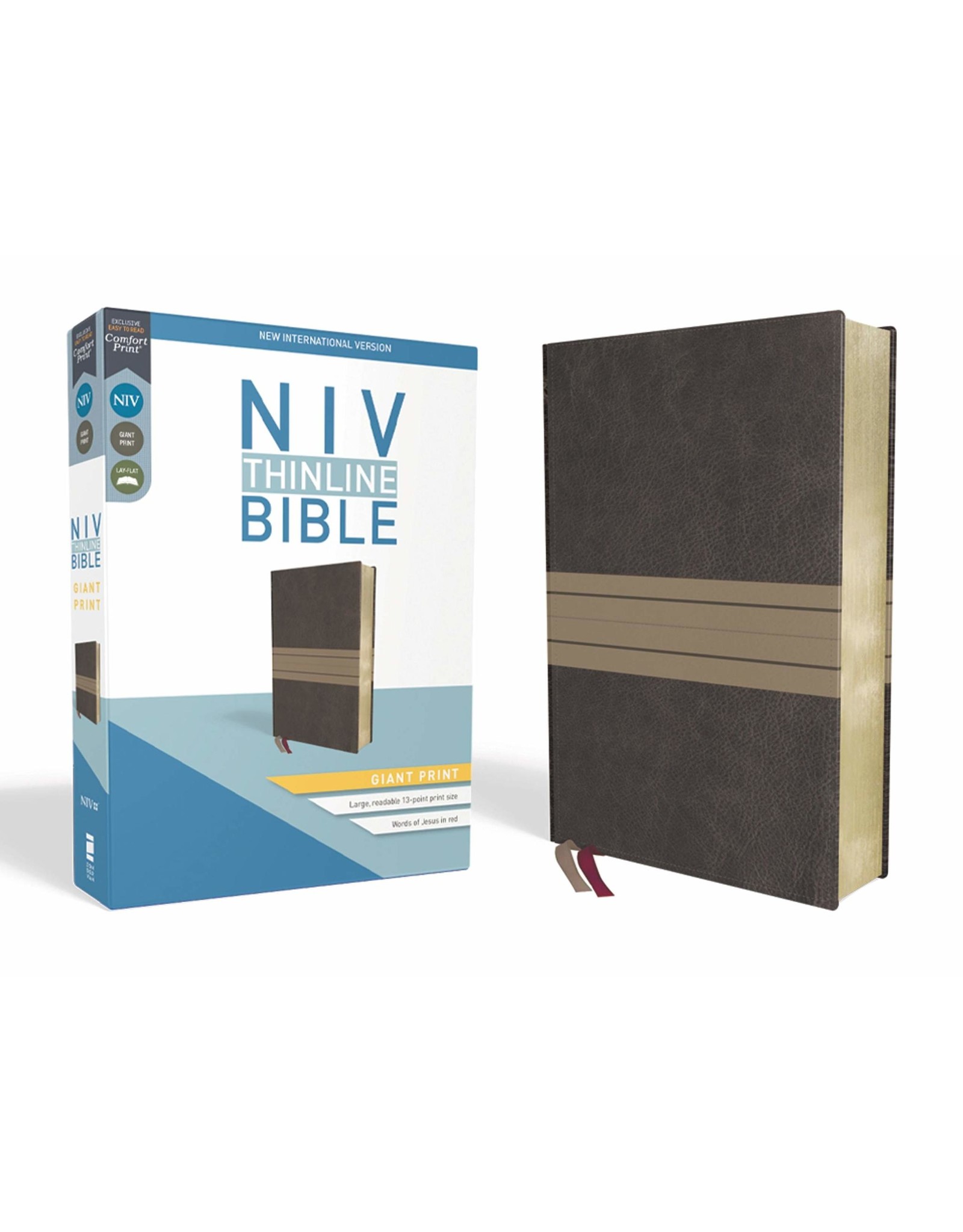 NIV Thinline Bible, Giant Print, Imitation Leather, Brown/Tan, Red Letter Edition