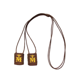 Scapulars.com Scapular, Premium, Brown/Gold, Mini