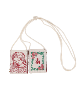 Scapulars.com Scapular, Premium, Cream & Rose Pietà