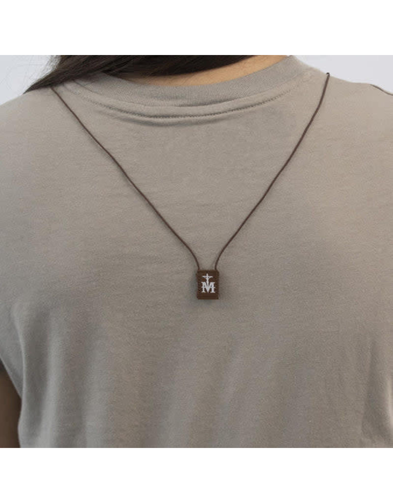 Scapulars.com Scapular, Premium, Brown/Cream, Mini
