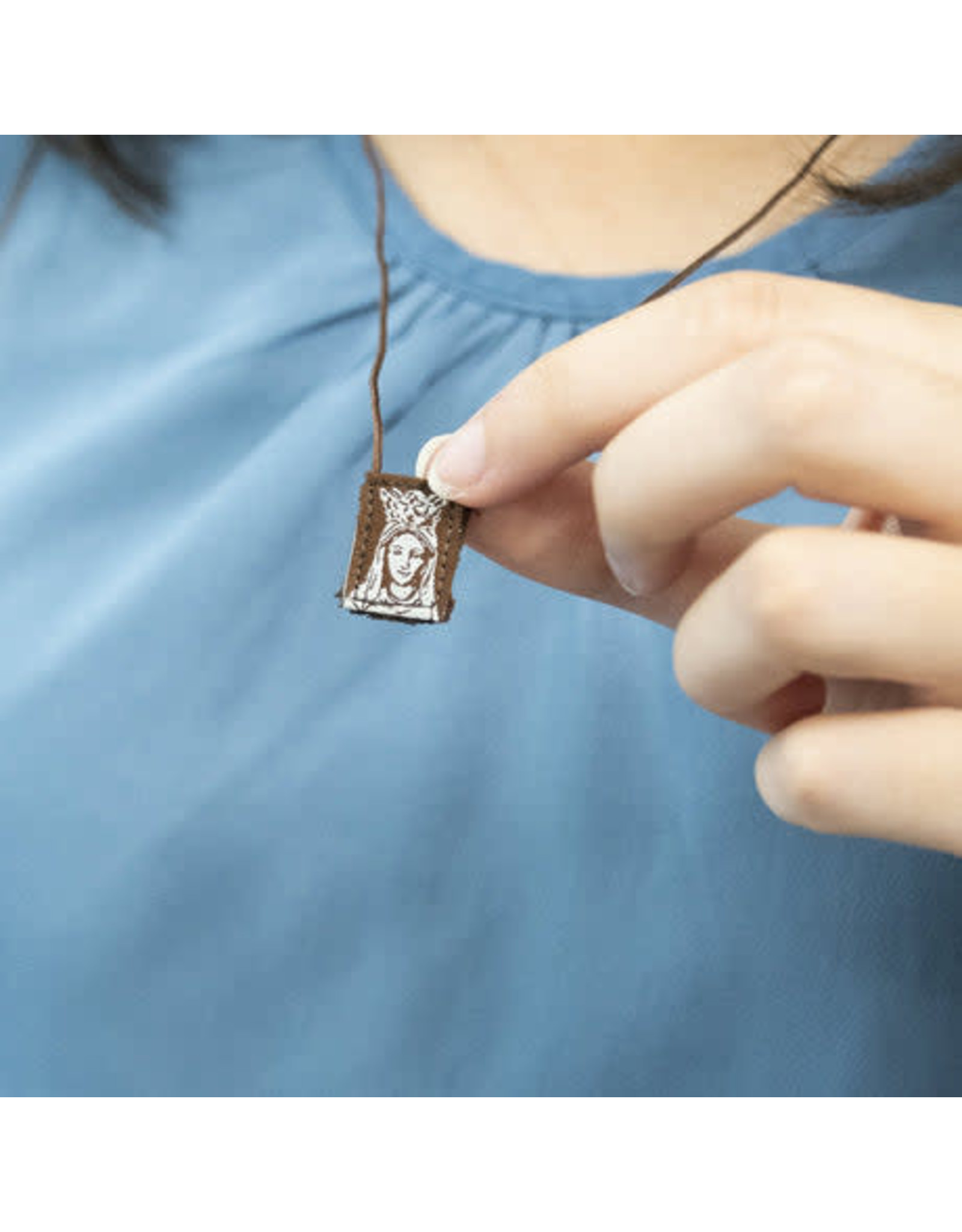 Scapulars.com Scapular, Premium, Brown/Cream, Mini