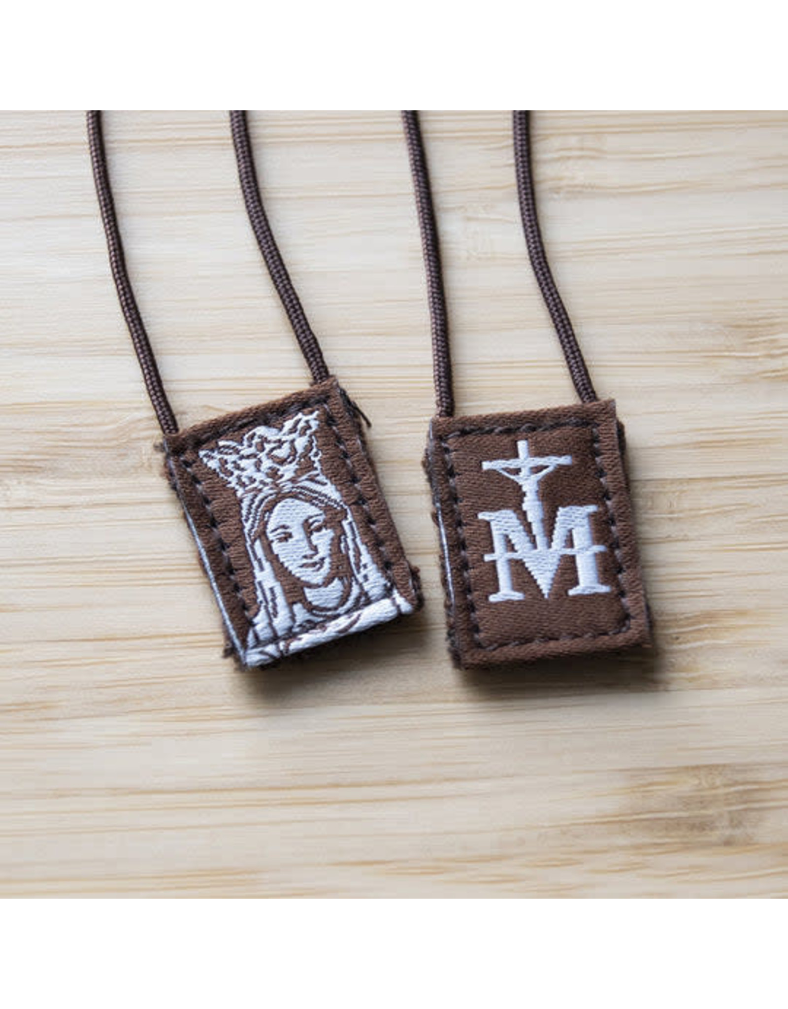 Scapulars.com Scapular, Premium, Brown/Cream, Mini