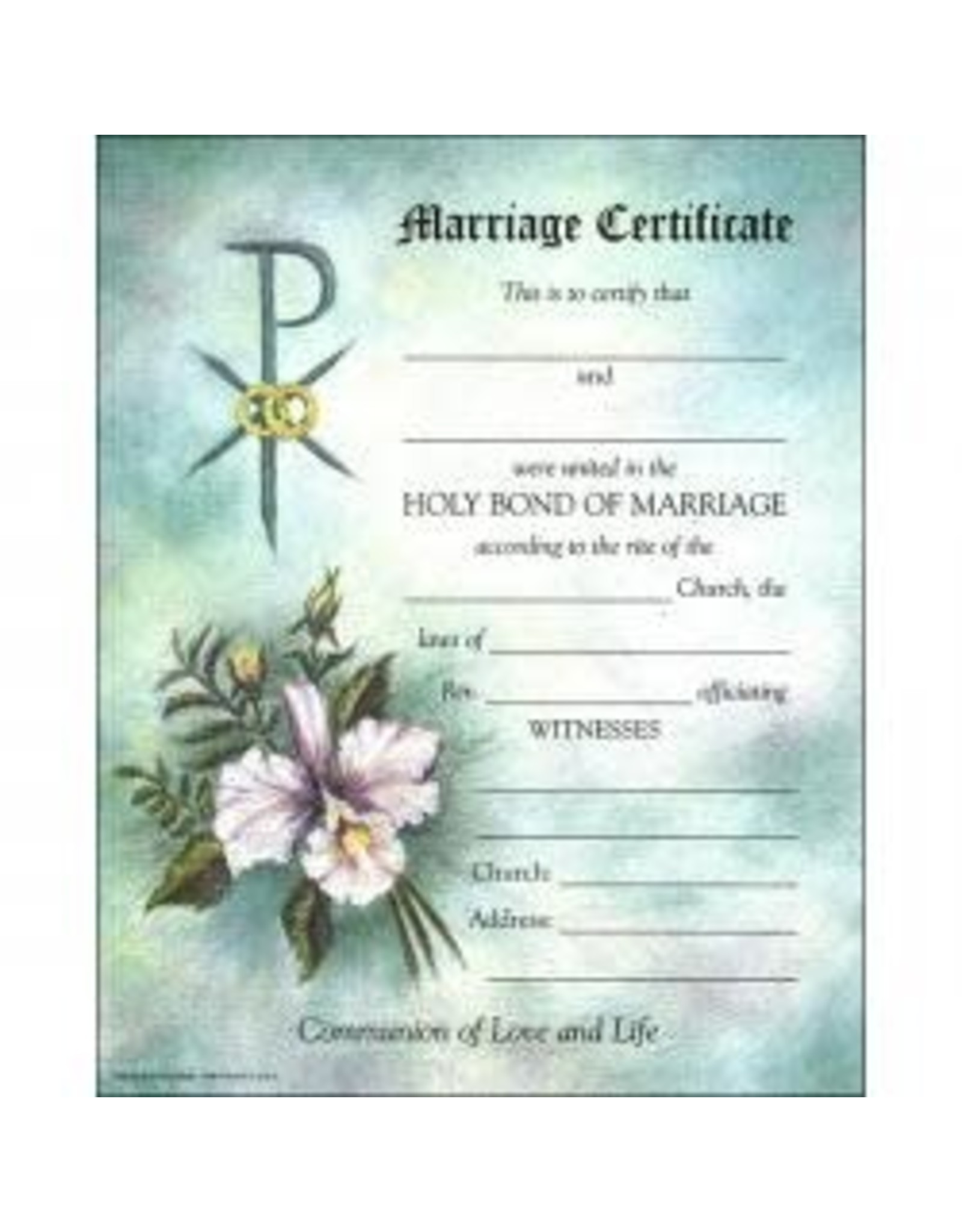 Certificates - Marriage, Blank Floral (100)