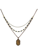 Symbols of Faith Necklace, Multi Layered - Sacred Heart of Jesus/Our Lady of Mt. Carmel