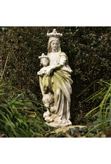 Orlandi Queen & Child of Heaven Outdoor Statue - Fiber Stone, White Moss Finish (27")