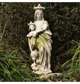 Orlandi Queen & Child of Heaven Outdoor Statue - Fiber Stone, White Moss Finish (27")