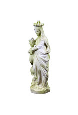 Orlandi Queen & Child of Heaven Outdoor Statue - Fiber Stone, White Moss Finish (27")
