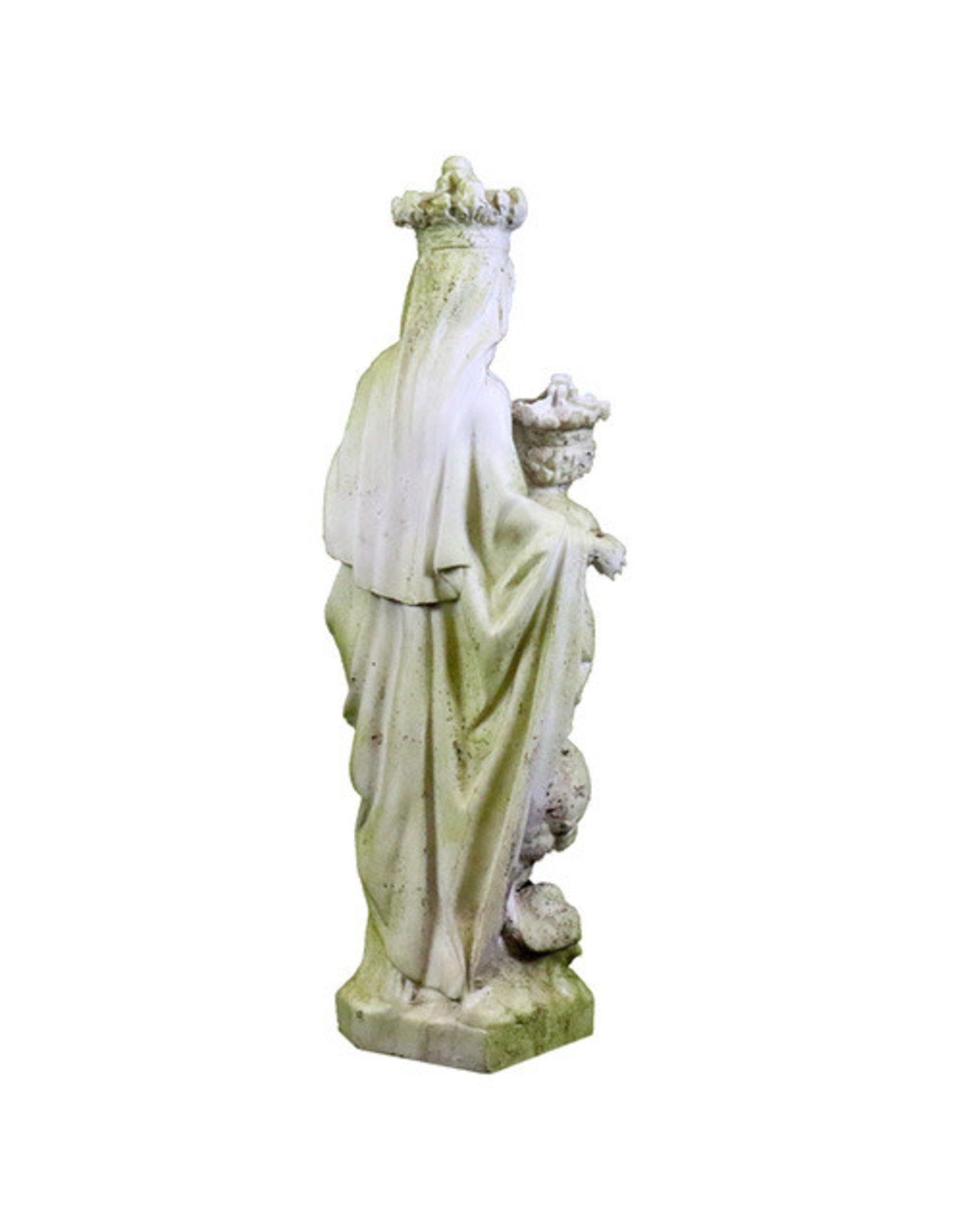 Orlandi Queen & Child of Heaven Outdoor Statue - Fiber Stone, White Moss Finish (27")