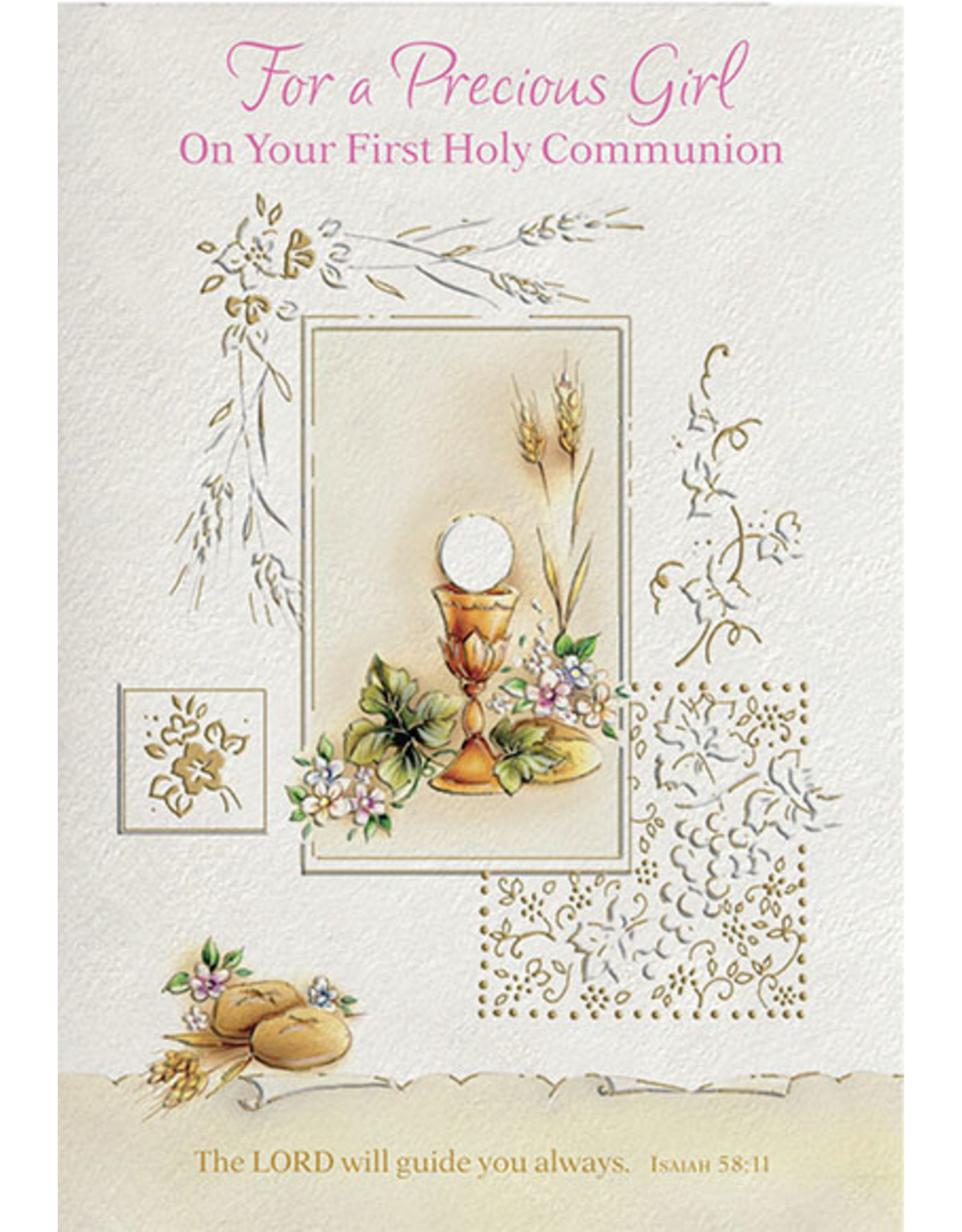 Greetings of Faith Card - First Communion (Girl), Embossed