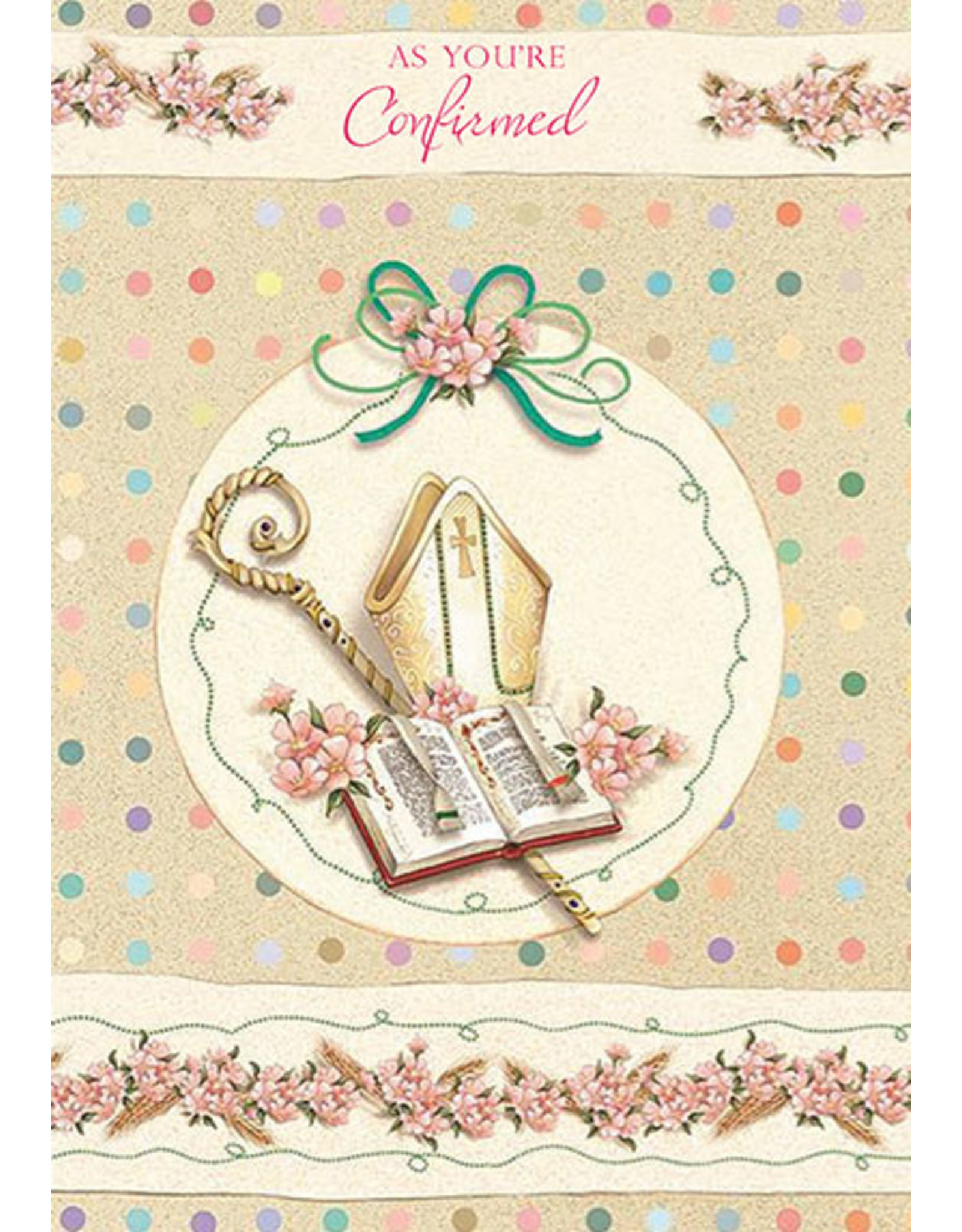 Card Confirmation, Girl, Polka Dots & Pink Flowers Reilly's Church