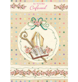 Card - Confirmation, Girl, Polka Dots & Pink Flowers