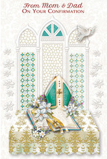 Greetings of Faith Card - Confirmation, from Mom & Dad, Pearl with Gold Foil Decor