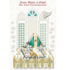 Greetings of Faith Card - Confirmation, from Mom & Dad, Pearl with Gold Foil Decor