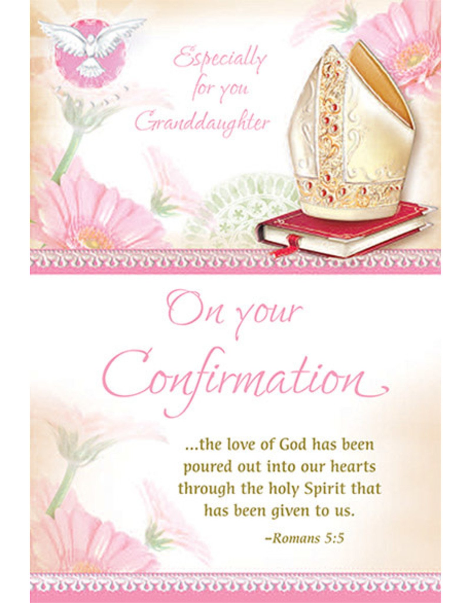 Card - Confirmation, Granddaughter, Floral with Dove