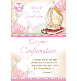 Greetings of Faith Card - Confirmation, Granddaughter, Floral with Dove